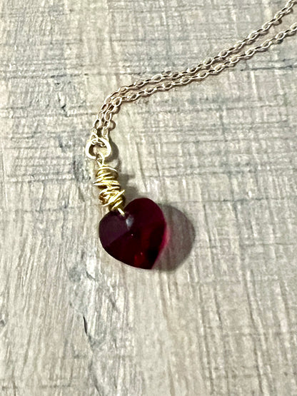 Cherry Red Swarovski Heart Necklace