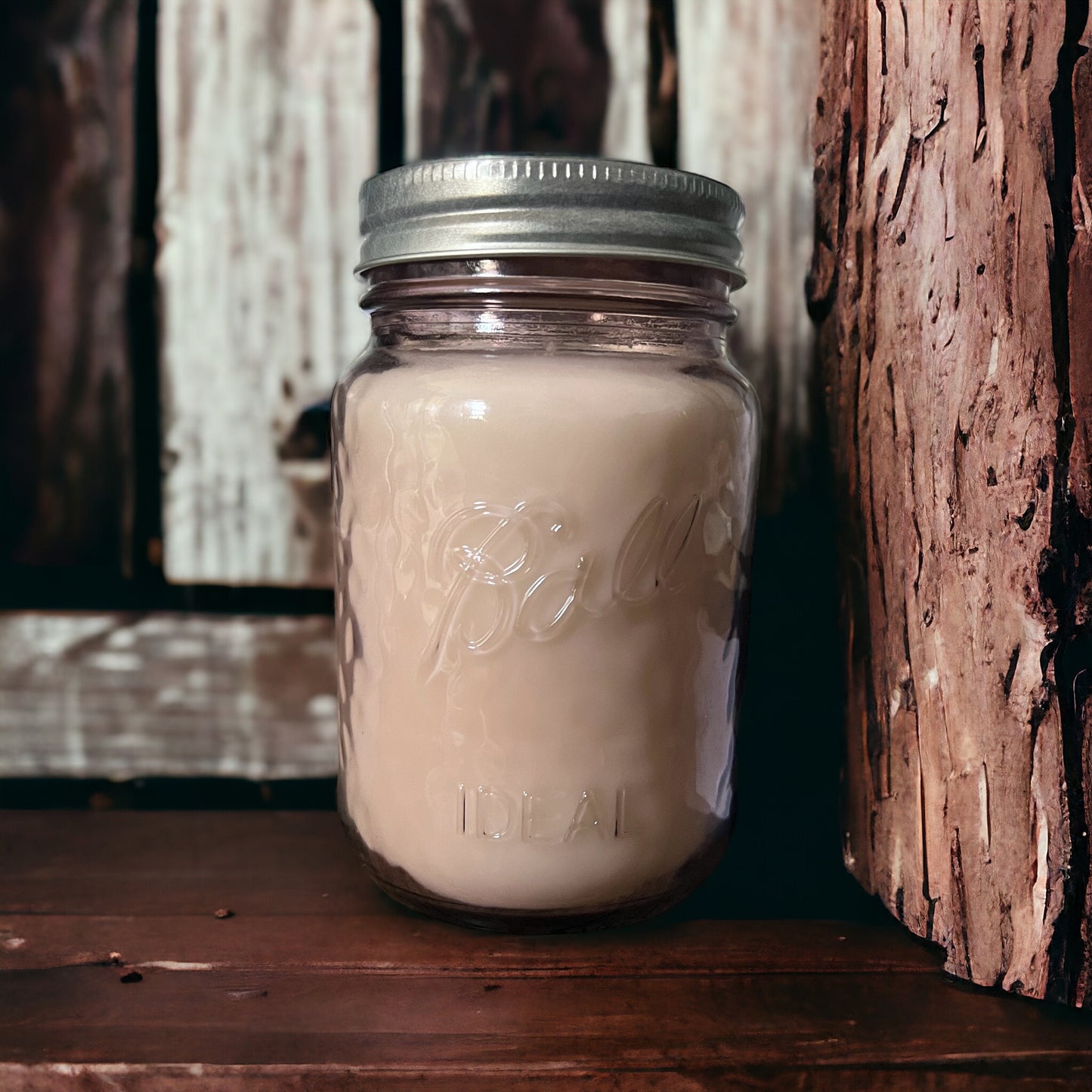 16 oz. Pink Mason Jar Soy Candle- White Eucalyptus Scented